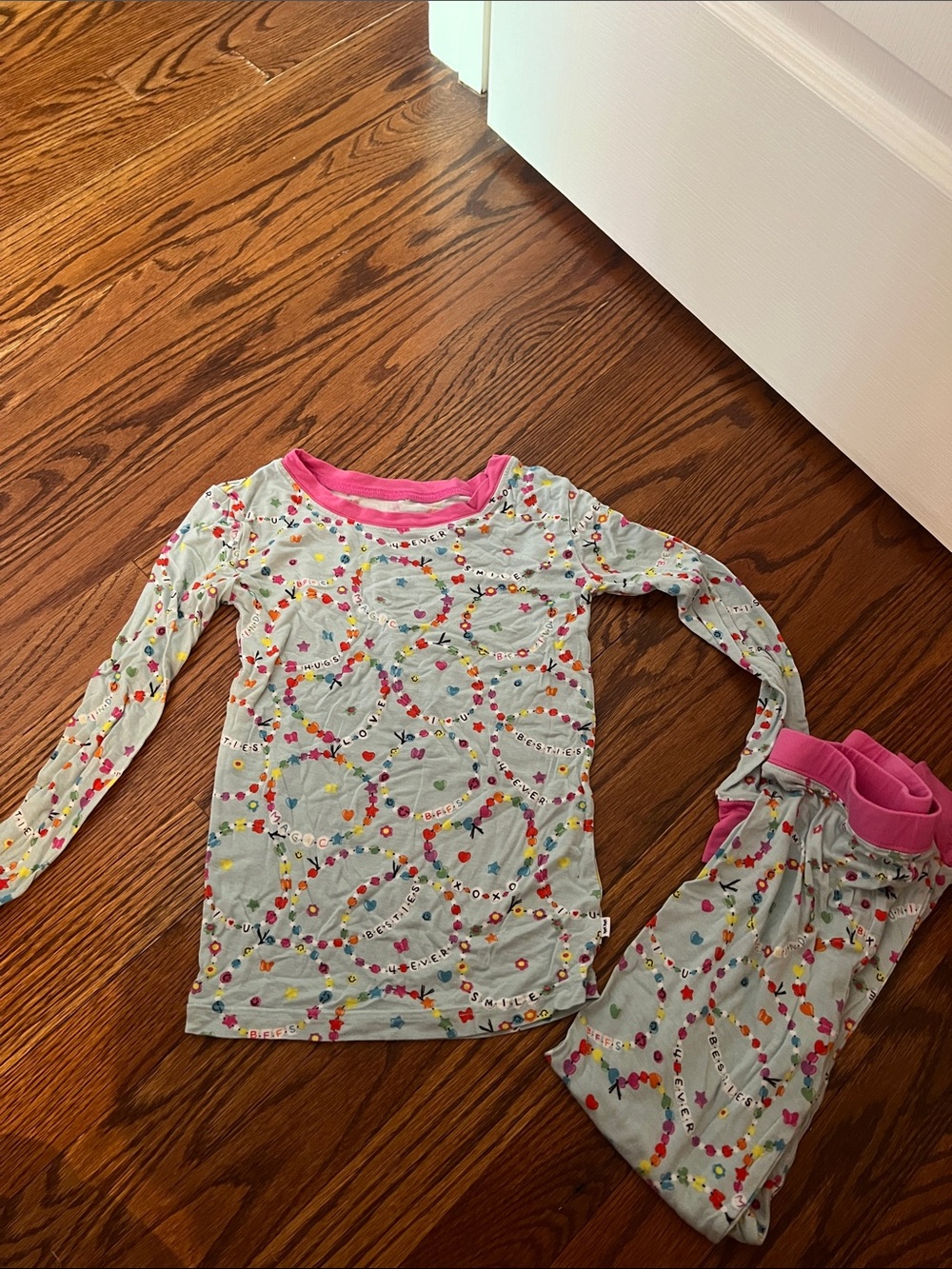 Little Sleepies Light Blue Heart & Colorful Dot Pajama Set with Pink Trim